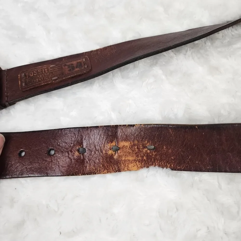 Fossil Leather Belt Brown Size 34
